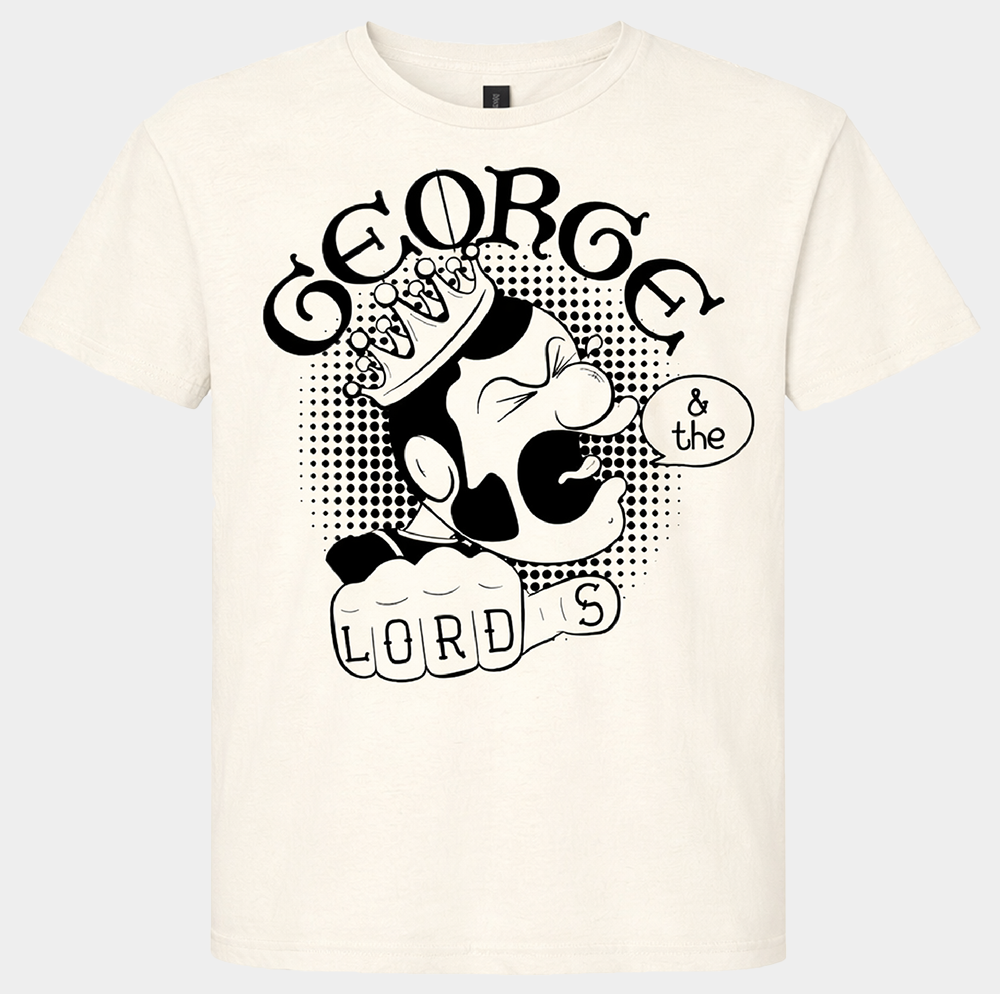 Mockup of a George & the Lords  t-shirt