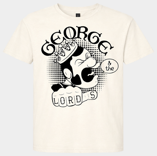 Mockup of a George & the Lords  t-shirt
