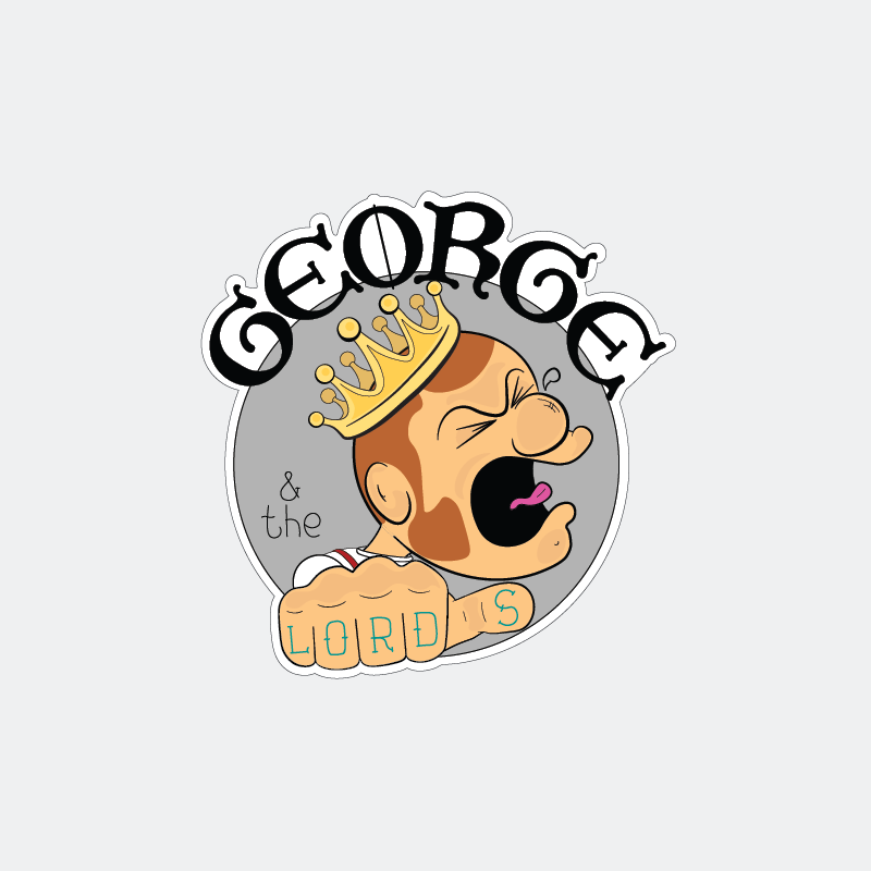 3-inch George & the Lords sticker with Lord Gatekeep logo - grey background