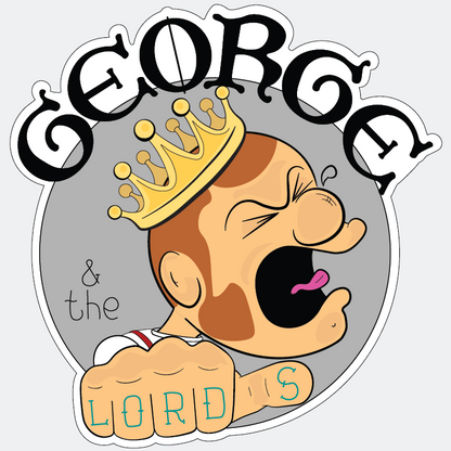 5-inch George & the Lords sticker with Lord Gatekeep logo - grey background