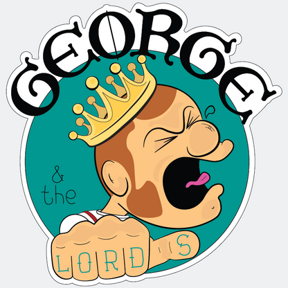 George & the Lords sticker with Lord Gatekeep logo - teal background